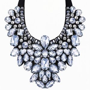 Elegant Large Faux Crystal Statement Necklace